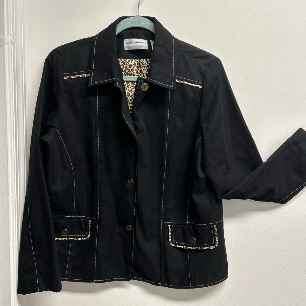 Alfred Dunner Black Jacket with Leopard Accents